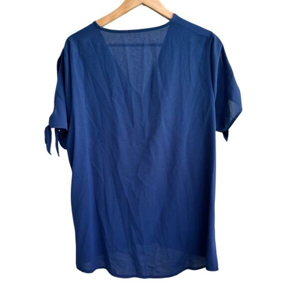 Navy blue chiffon-style blouse by Hotapei XL - Picture 5 of 8